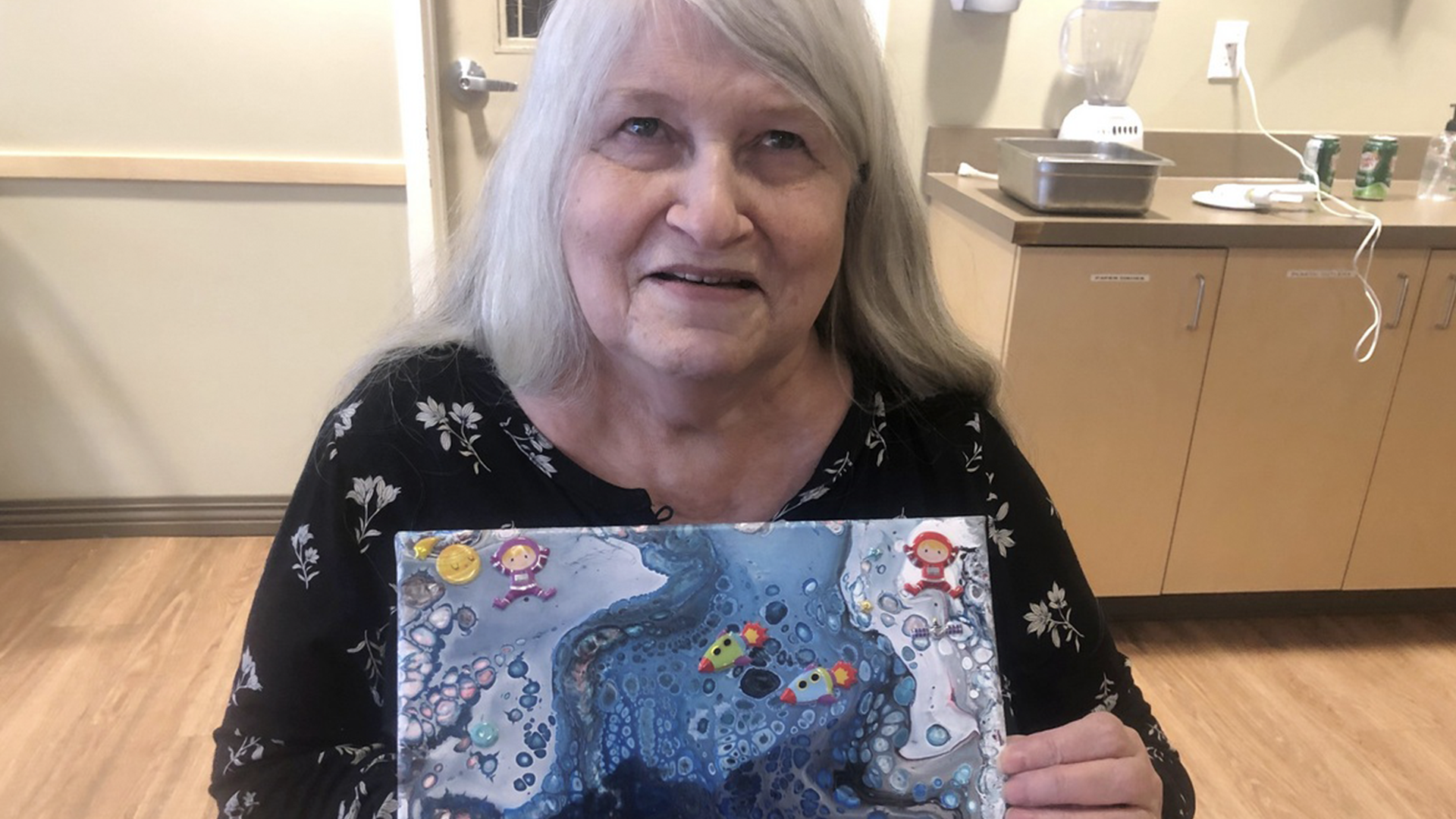 Poured Paint Pieces Sparkle with Residents’ Creativity