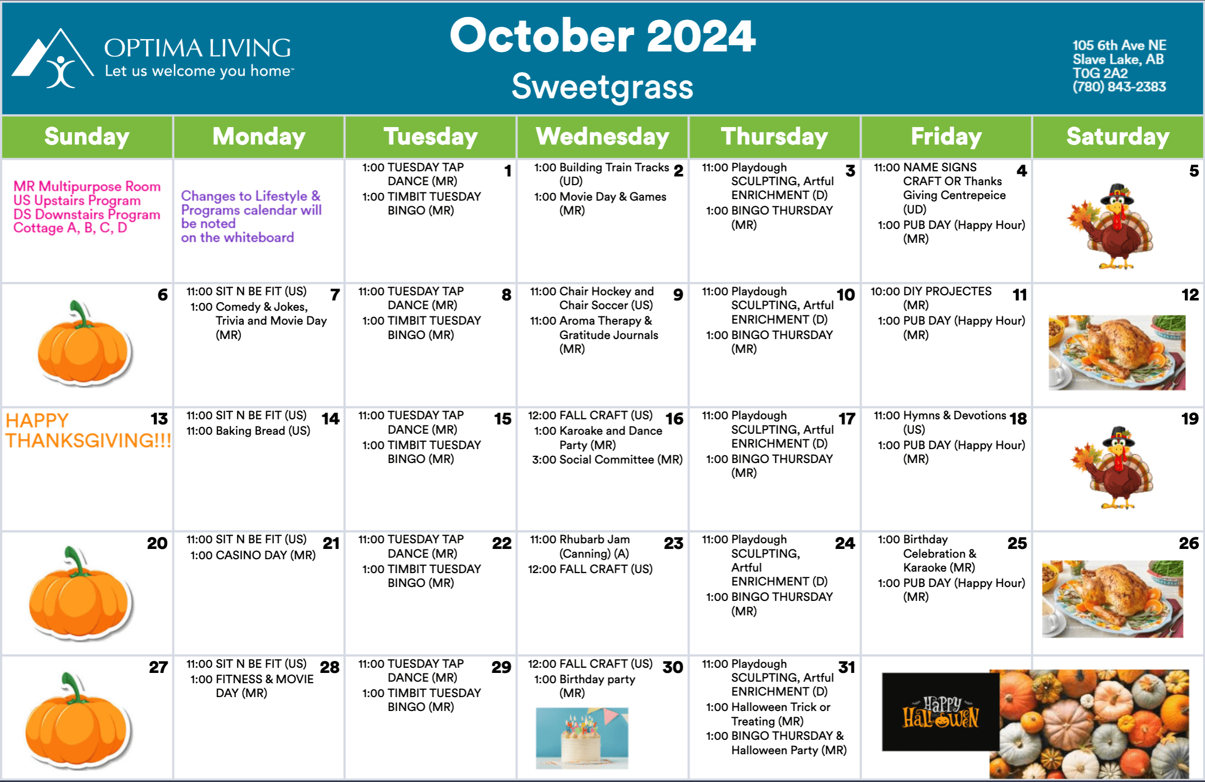 Sweetgrass October 2024 event calendar